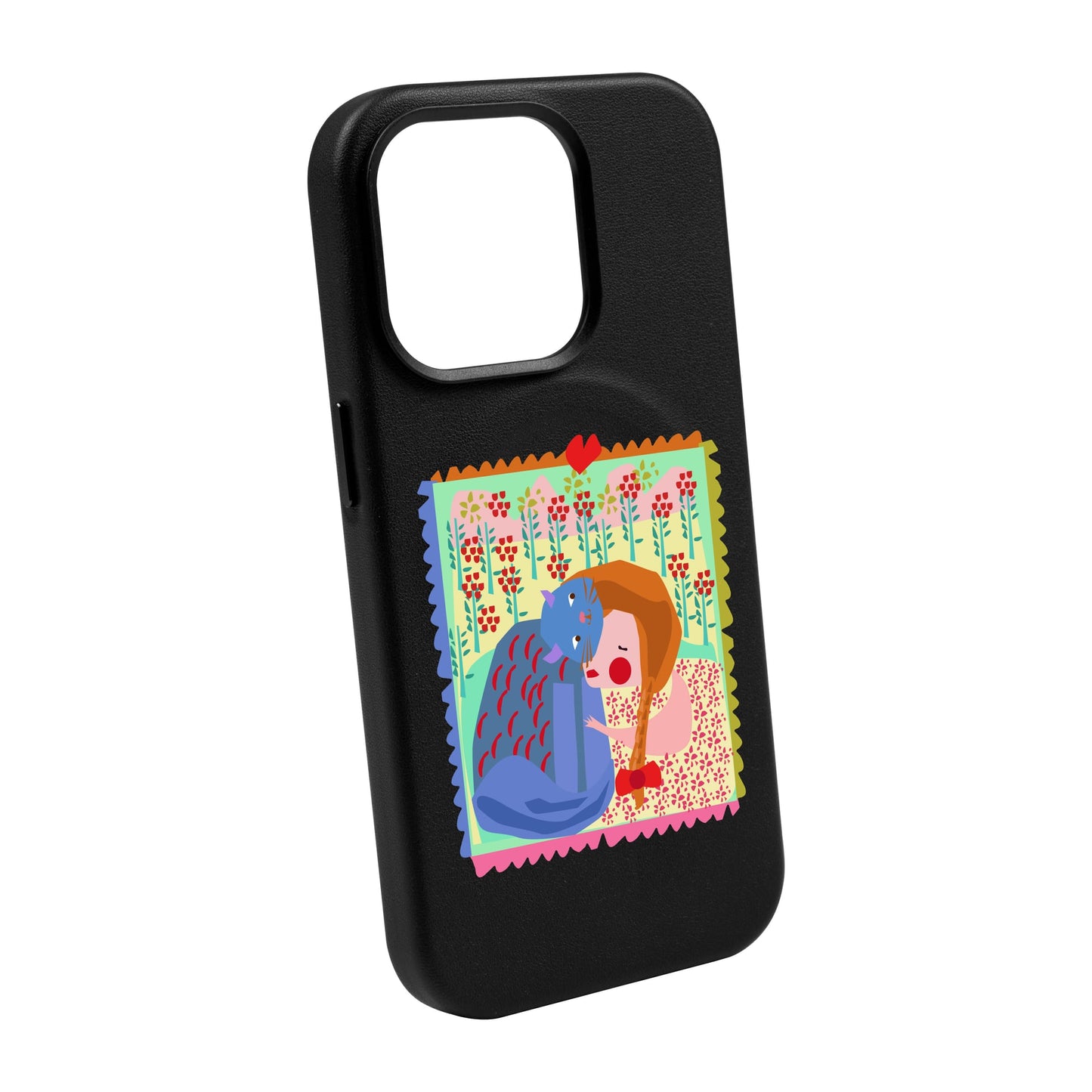 KEDİ POSTA PULU-Leather Kılıf MagSafe Özellikli - iPhone 13