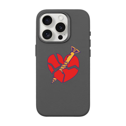 BROKEN HEART-iPhone 15 Pro Leather Premium Kılıf MagSafe Özellikli