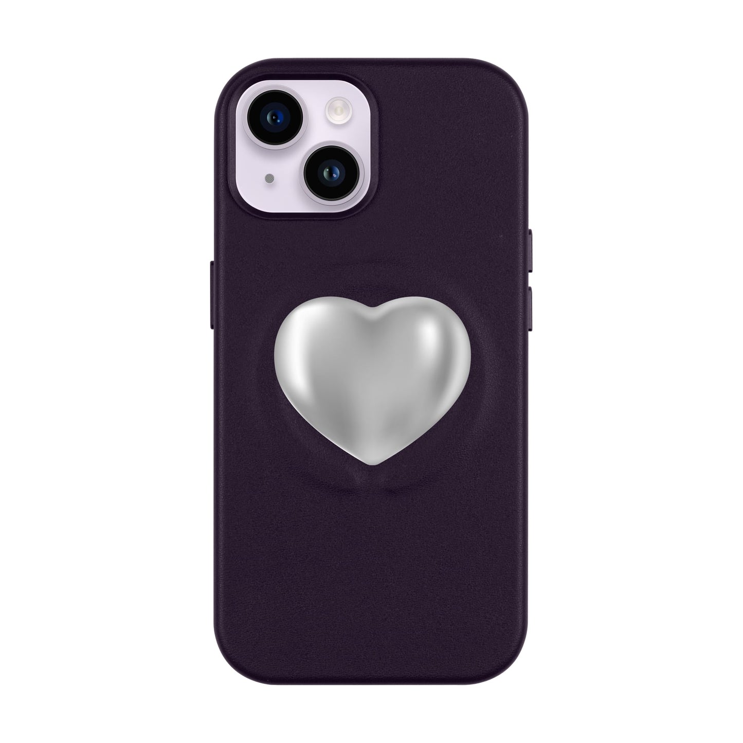 SILVER HEART-Leather Kılıf MagSafe Özellikli - iPhone 14