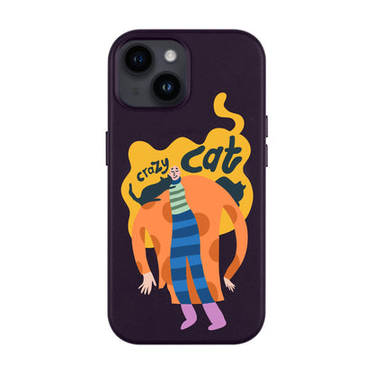 CRAZY CAT-Leather Kılıf MagSafe Özellikli - iPhone 13