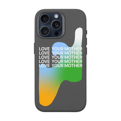 LOVE YOUR MOTHER-iPhone 15 Pro Max Leather Premium Kılıf MagSafe Özellikli