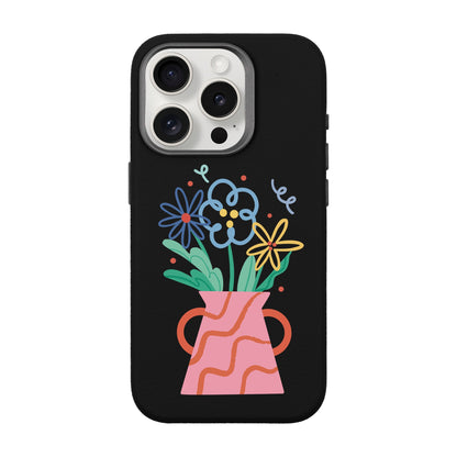 PINK VASE-iPhone 15 Pro Leather Premium Kılıf MagSafe Özellikli