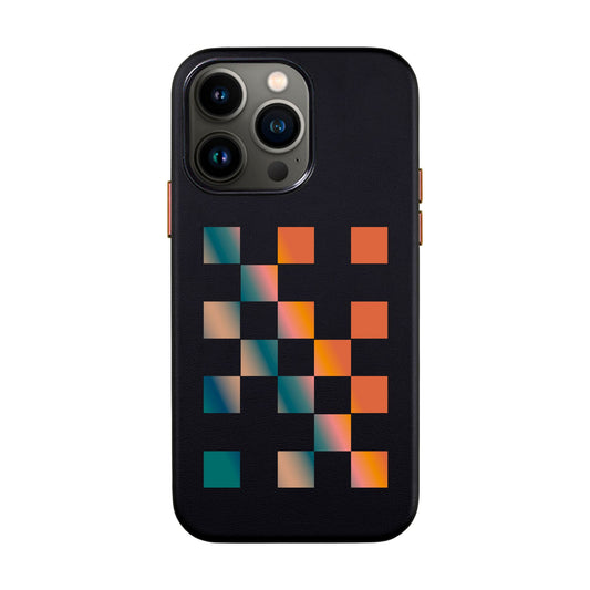 GRADIENT CHECKMATE-iPhone 13 Pro Leather Kılıf
