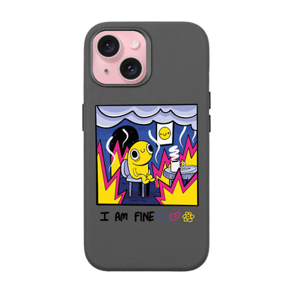 I AM FINE-iPhone 15 Leather Premium Kılıf MagSafe Özellikli