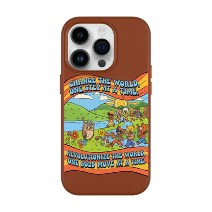CHANGE THE WORLD-iPhone 14 Pro Leather Kılıf MagSafe Özellikli
