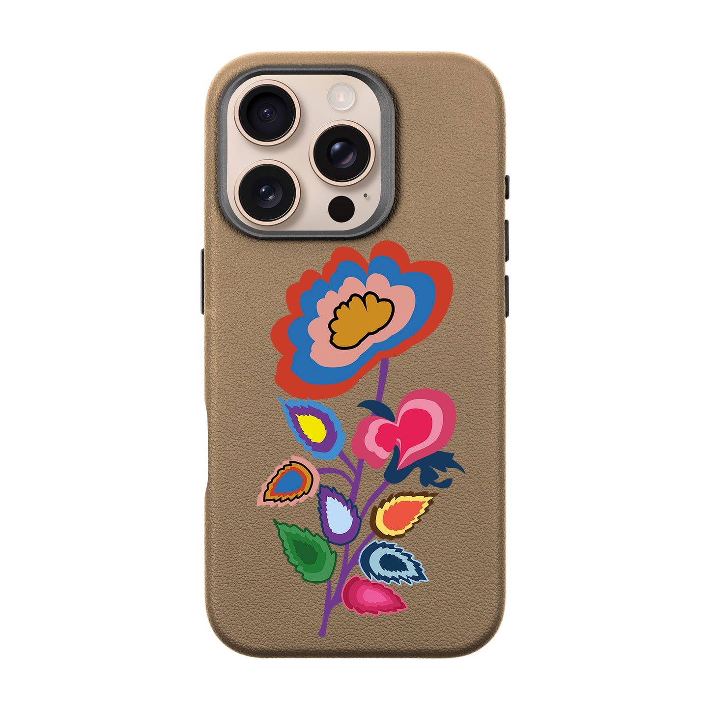 KNITTED FLOWER-iPhone 16 Pro Leather Premium Kılıf MagSafe Özellikli