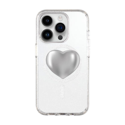 SILVER HEART-iPhone 14 Pro Shiny Kılıf MagSafe Özellikli