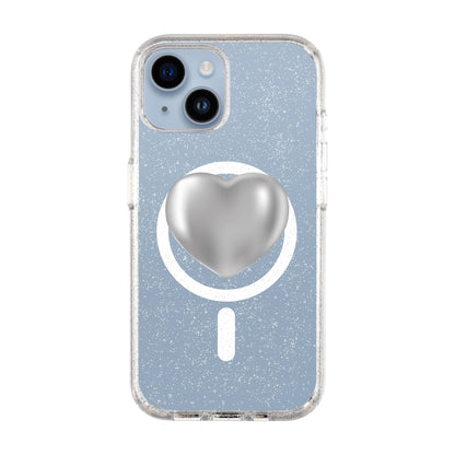 SILVER HEART-iPhone 14 Shiny Kılıf MagSafe Özellikli