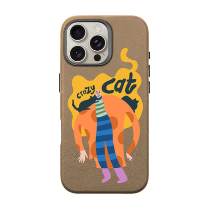 CRAZY CAT-iPhone 16 Pro Max Leather Premium Kılıf MagSafe Özellikli