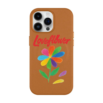 LOVE FLOWER-iPhone 14 Pro Max Leather Kılıf MagSafe Özellikli