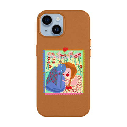 KEDİ POSTA PULU-Leather Kılıf MagSafe Özellikli - iPhone 13