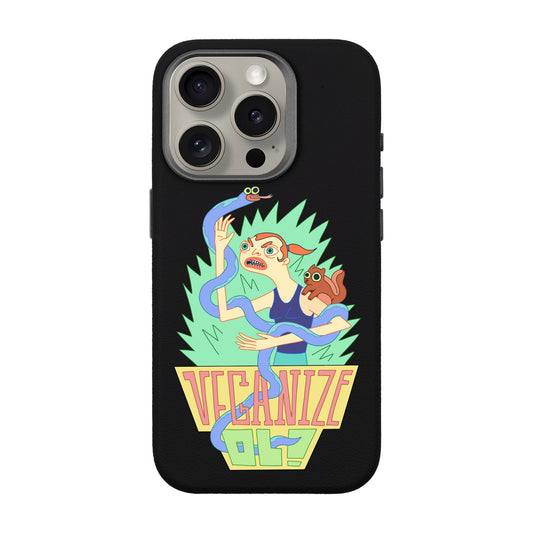 VEGANİZE-iPhone 15 Pro Leather Premium Kılıf MagSafe Özellikli