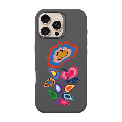 KNITTED FLOWER-iPhone 16 Pro Max Leather Premium Kılıf MagSafe Özellikli