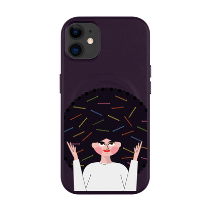 TANGLES OF HAPPINESS-Leather Kılıf MagSafe Özellikli - iPhone 11