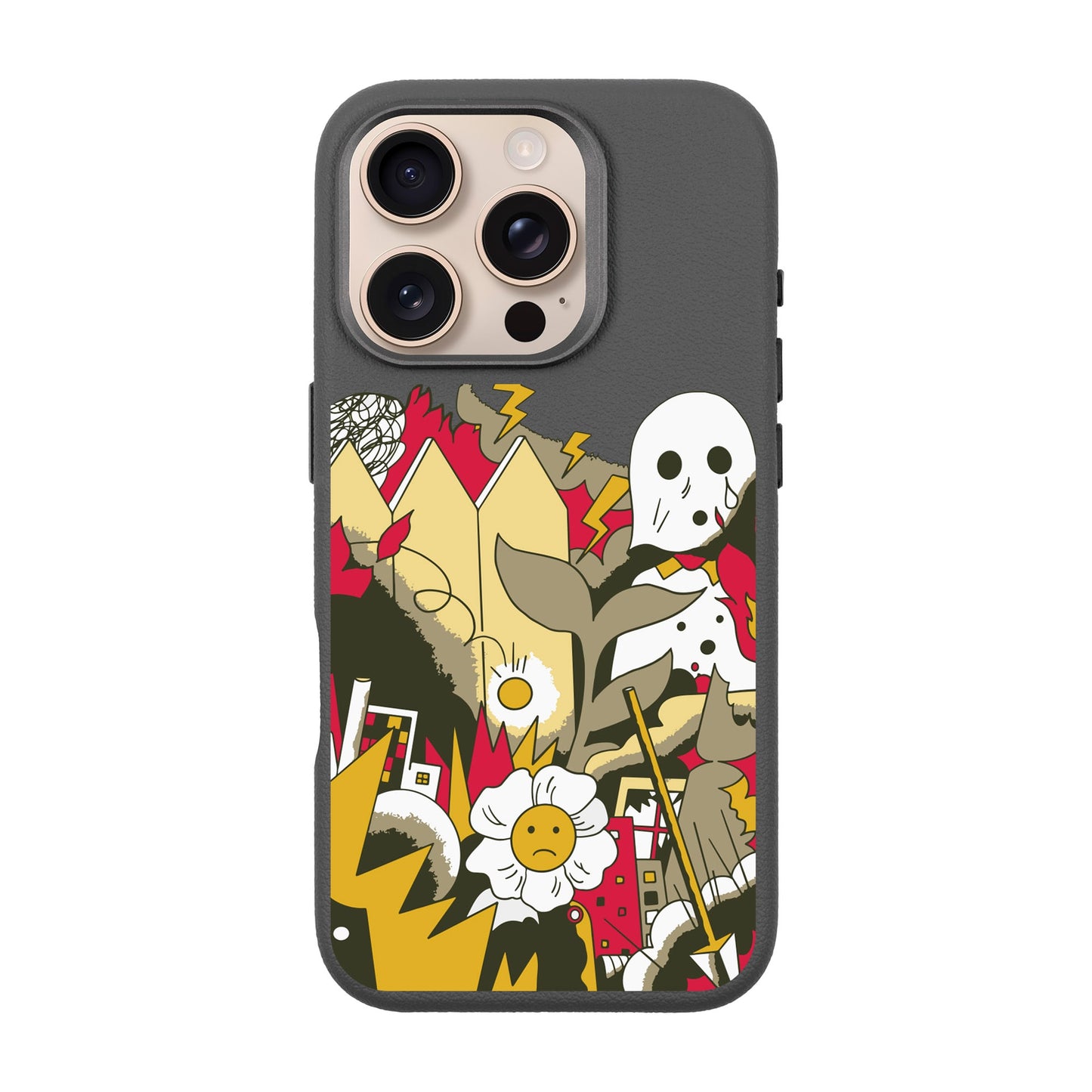 EVERYTHING IS BURNING-iPhone 16 Pro Leather Premium Kılıf MagSafe Özellikli