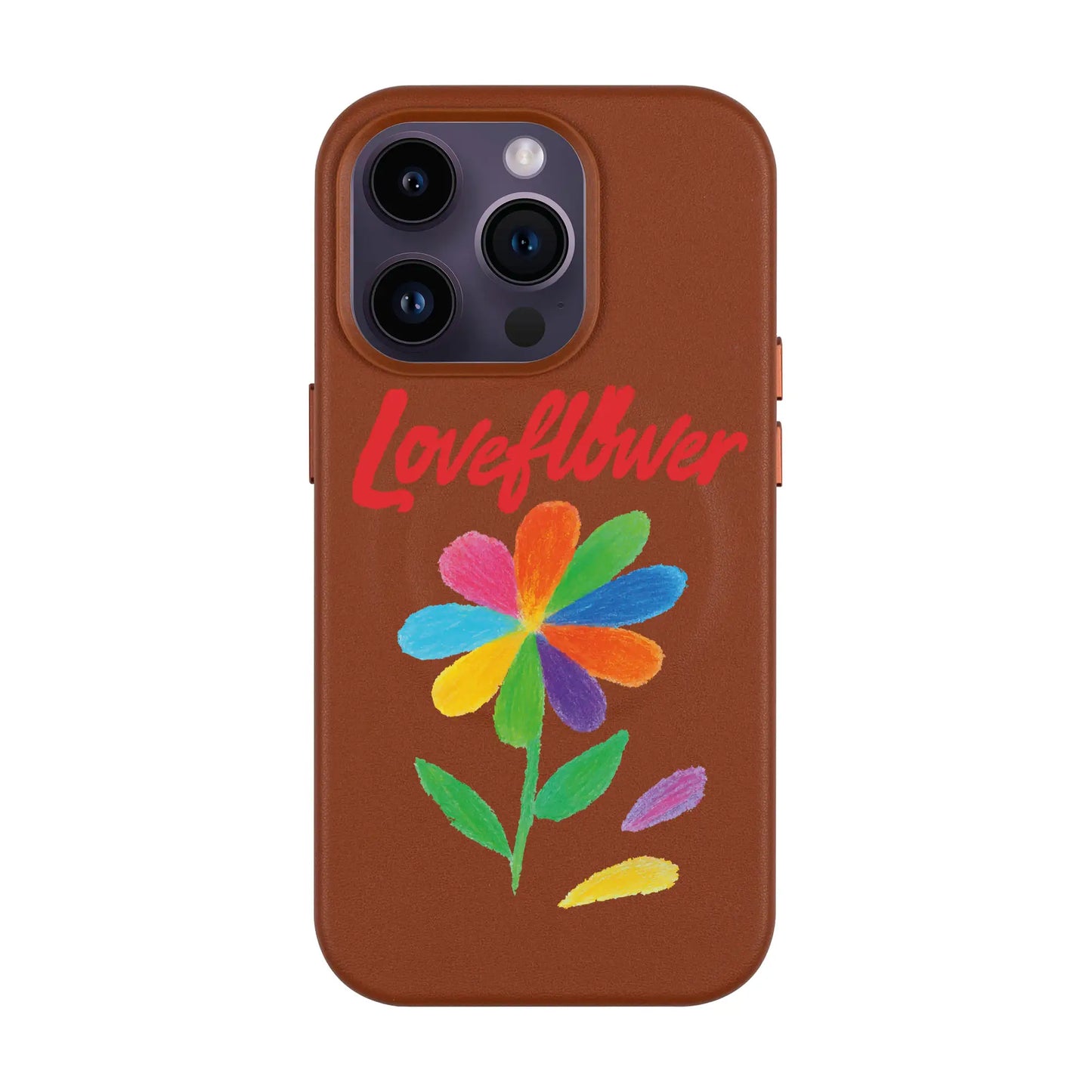 LOVE FLOWER-iPhone 14 Pro Leather Kılıf MagSafe Özellikli