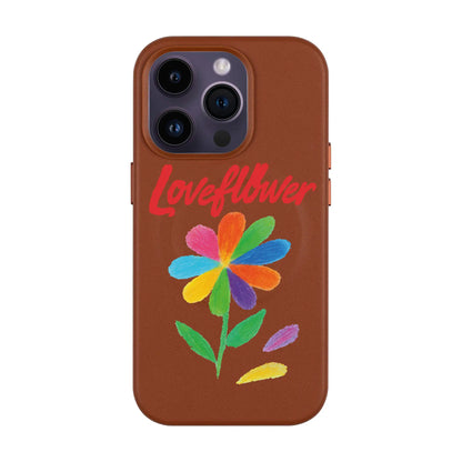 LOVE FLOWER-iPhone 14 Pro Leather Kılıf MagSafe Özellikli