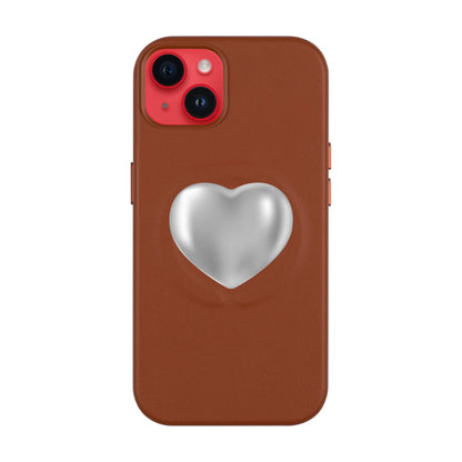 SILVER HEART-iPhone 14 Plus Leather Kılıf MagSafe Özellikli