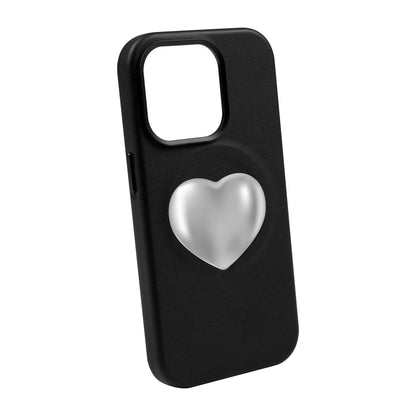 SILVER HEART-Leather Kılıf MagSafe Özellikli - iPhone 14