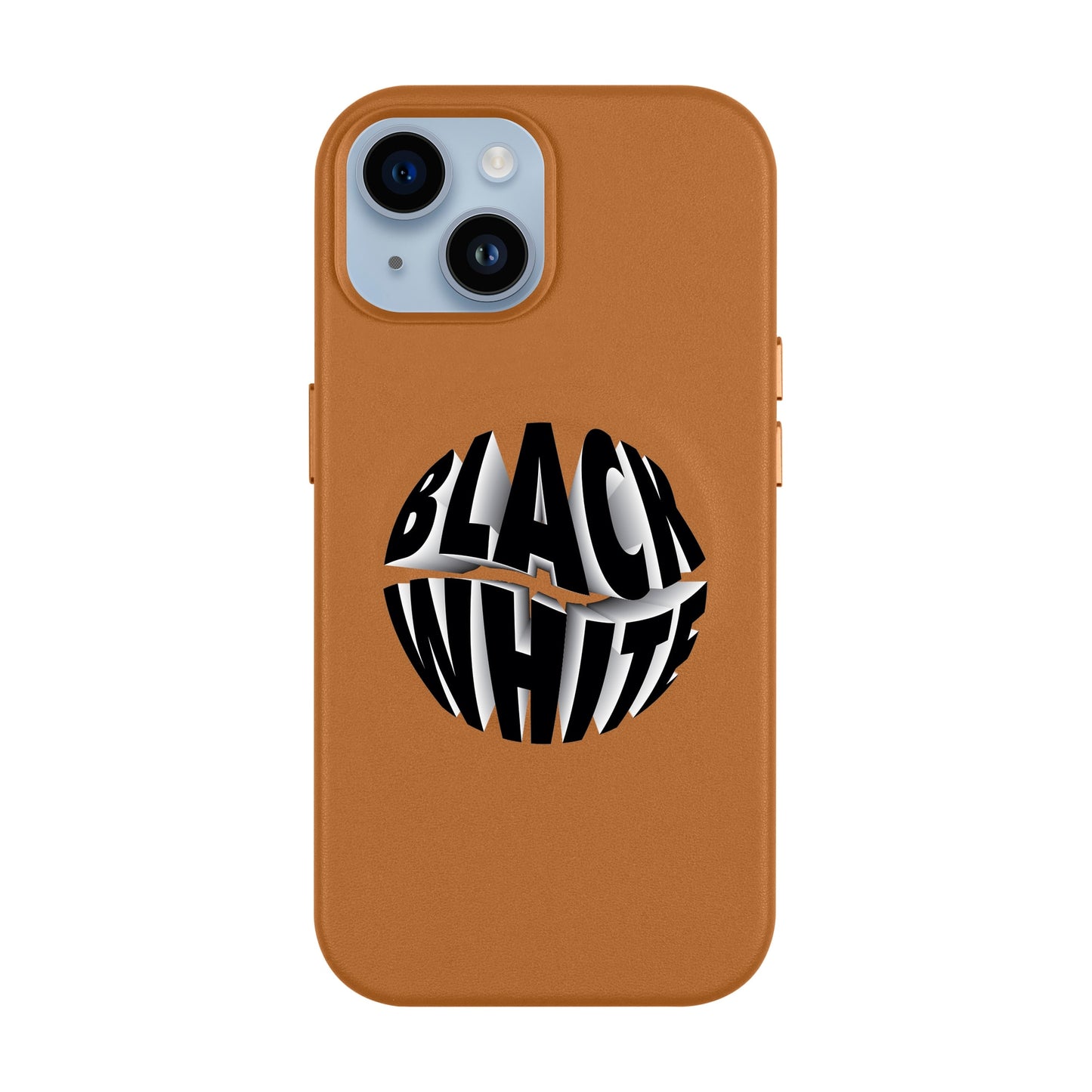 BLACK WHITE-Leather Kılıf MagSafe Özellikli - iPhone 13