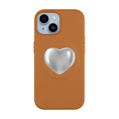 SILVER HEART-Leather Kılıf MagSafe Özellikli - iPhone 14