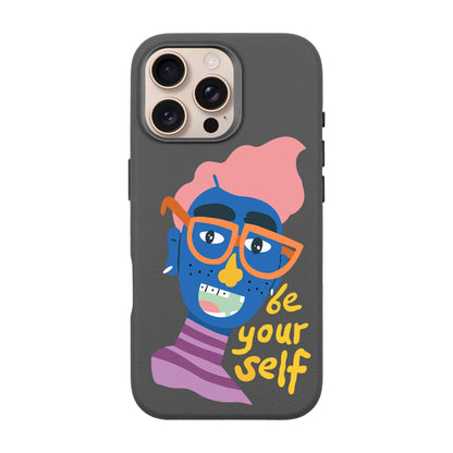 BE YOURSELF-iPhone 16 Pro Max Leather Premium Kılıf MagSafe Özellikli