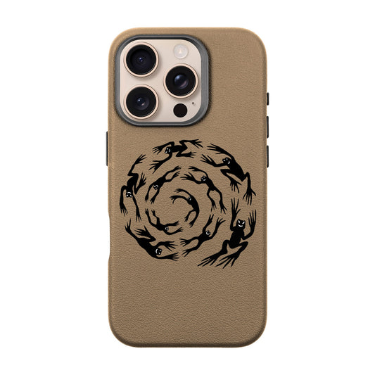 SWIRLING FROGS-iPhone 16 Pro Leather Premium Kılıf MagSafe Özellikli