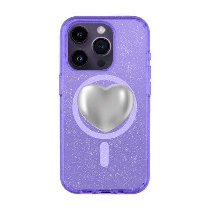 SILVER HEART-iPhone 14 Pro Shiny Kılıf MagSafe Özellikli