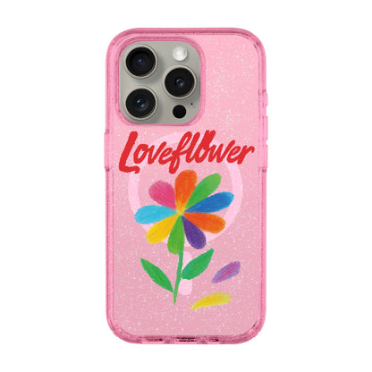 LOVE FLOWER-iPhone 15 Pro Shiny Kılıf MagSafe Özellikli
