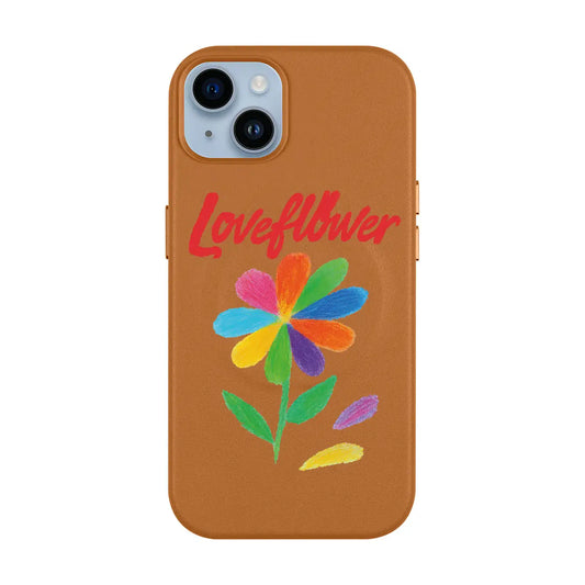 LOVE FLOWER-iPhone 14 Plus Leather Kılıf MagSafe Özellikli