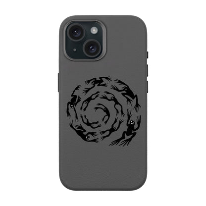 SWIRLING FROGS-iPhone 15 Leather Premium Kılıf MagSafe Özellikli