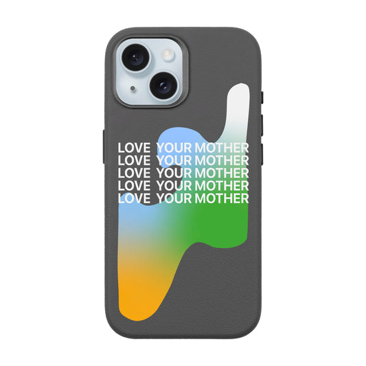 LOVE YOUR MOTHER-iPhone 15 Leather Premium Kılıf MagSafe Özellikli