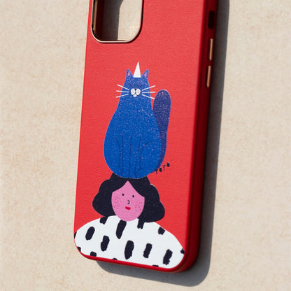 NAUGHTY CAT-iPhone 12 Pro Max Leather Kılıf