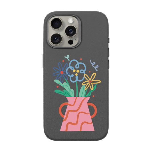 PINK VASE-iPhone 15 Pro Max Leather Premium Kılıf MagSafe Özellikli