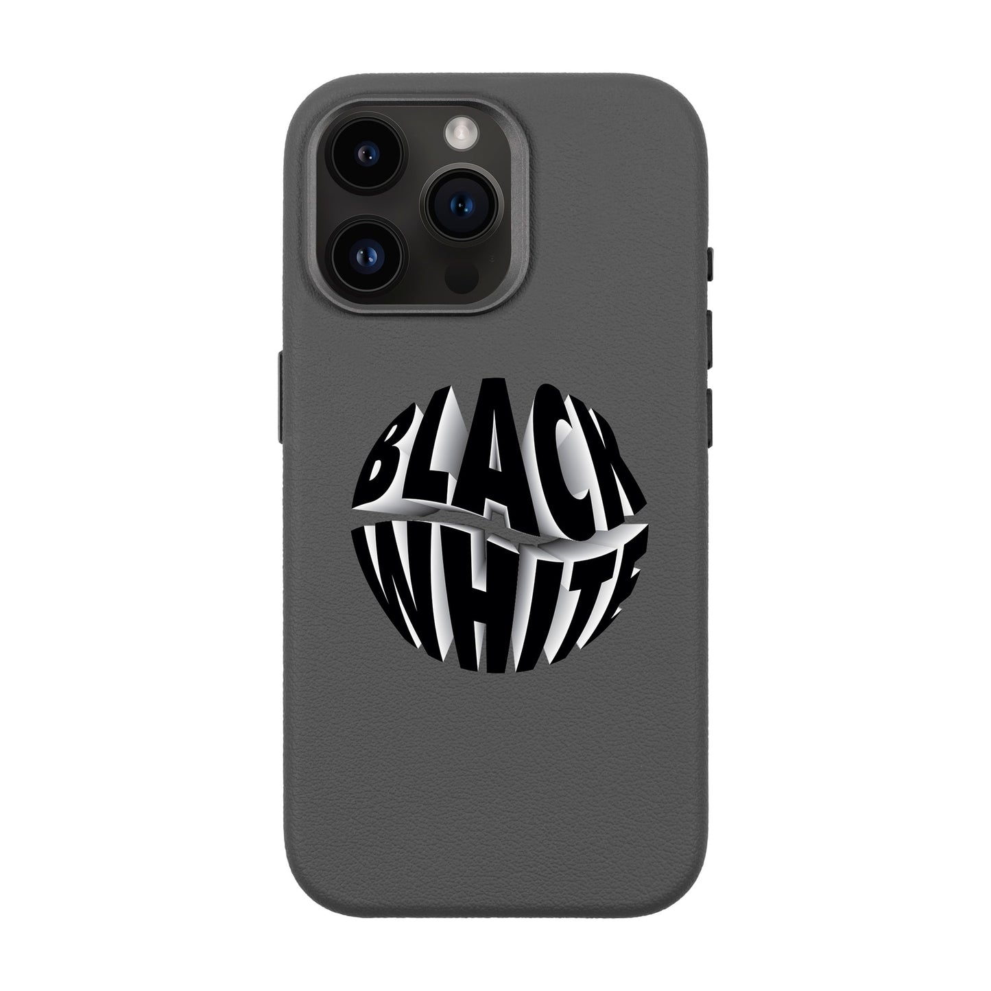 BLACK WHITE-iPhone 14 Pro Max Leather Premium Kılıf MagSafe Özellikli