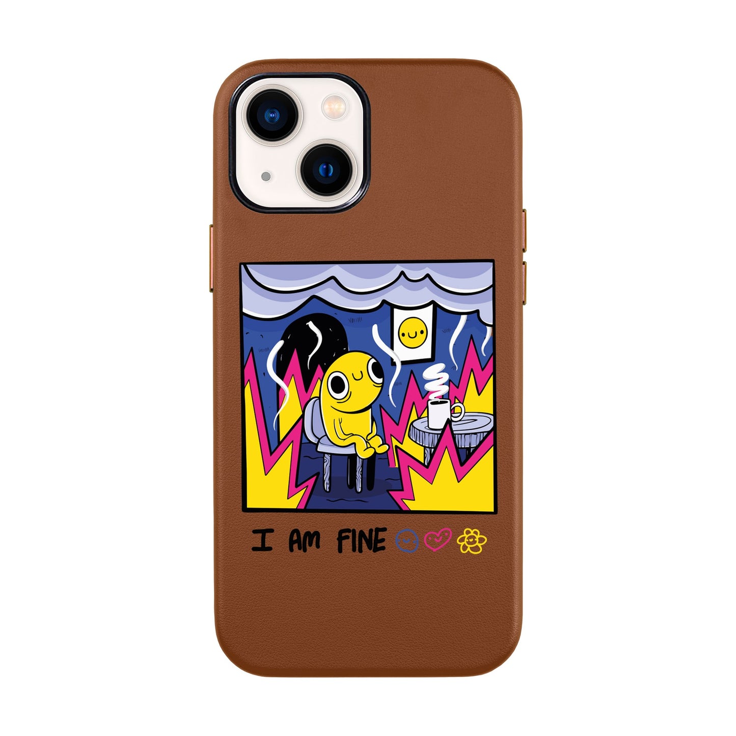 I AM FINE-iPhone 14 Leather Kılıf