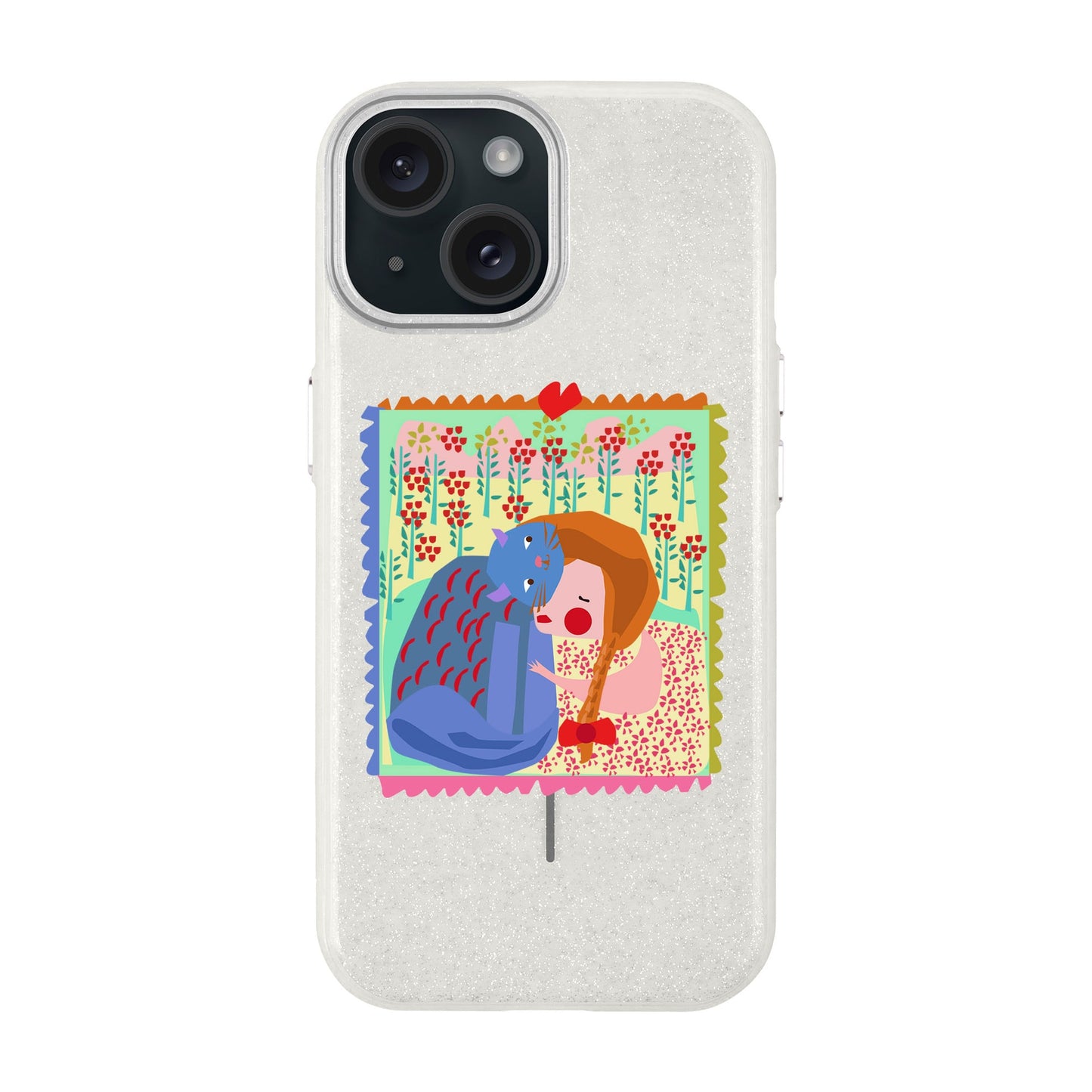 KEDİ POSTA PULU-iPhone 15 Plus Radiant Kılıf MagSafe Özellikli