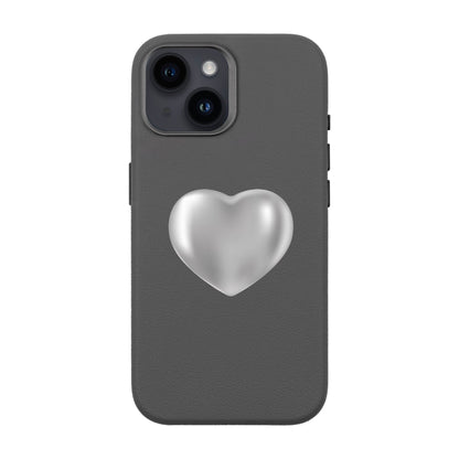 SILVER HEART-iPhone 14 Leather Premium Kılıf MagSafe Özellikli