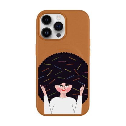TANGLES OF HAPPINESS-iPhone 14 Pro Max Leather Kılıf MagSafe Özellikli