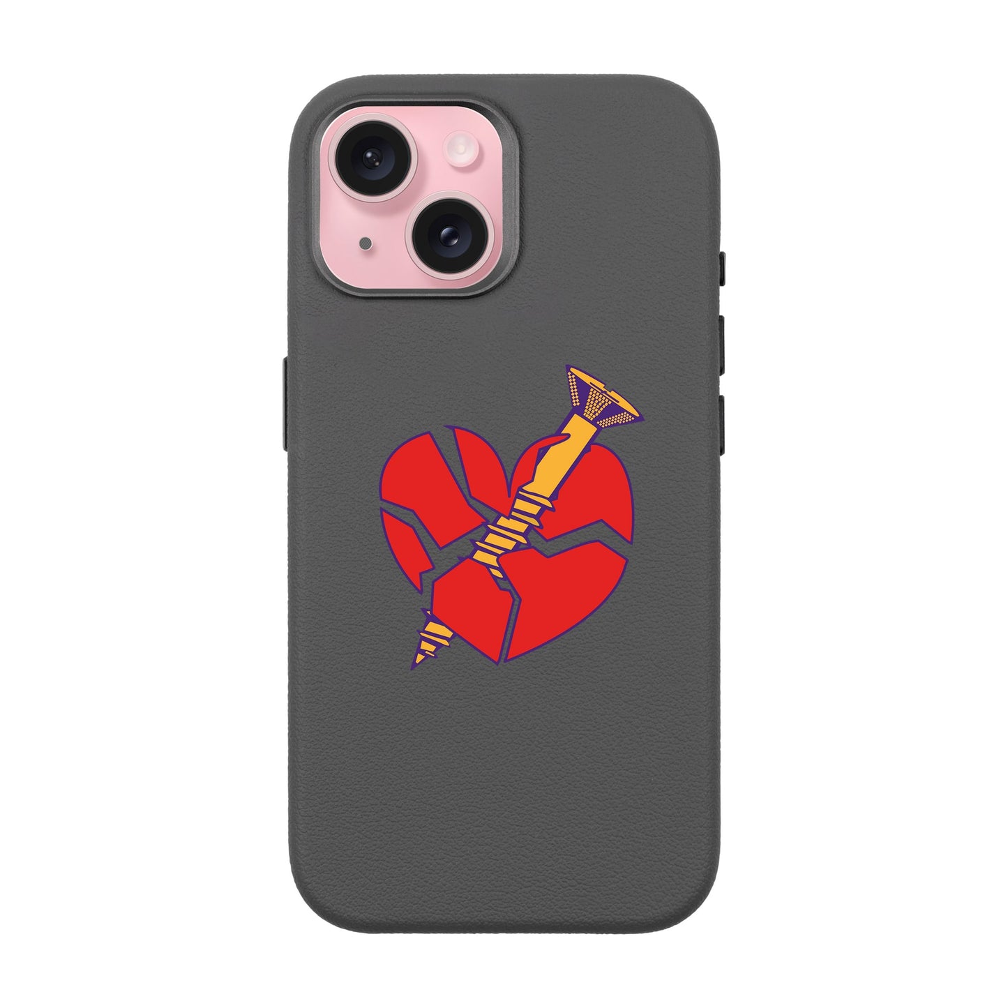 BROKEN HEART-iPhone 15 Leather Premium Kılıf MagSafe Özellikli
