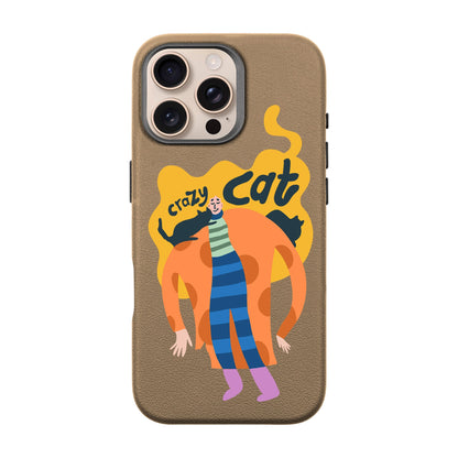 CRAZY CAT-iPhone 16 Pro Max Leather Premium Kılıf MagSafe Özellikli