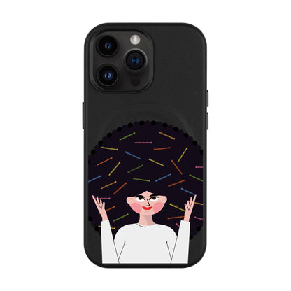 TANGLES OF HAPPINESS-iPhone 14 Pro Max Leather Kılıf MagSafe Özellikli