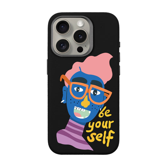 BE YOURSELF-iPhone 15 Pro Leather Premium Kılıf MagSafe Özellikli