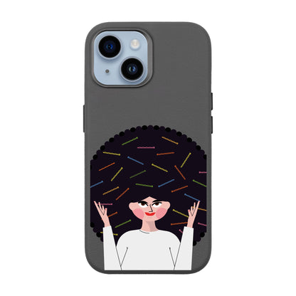 TANGLES OF HAPPINESS-iPhone 14 Leather Premium Kılıf MagSafe Özellikli