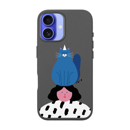 NAUGHTY CAT-iPhone 16 Plus Leather Premium Kılıf MagSafe Özellikli