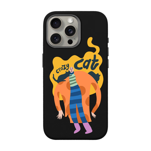 CRAZY CAT-iPhone 15 Pro Max Leather Premium Kılıf MagSafe Özellikli