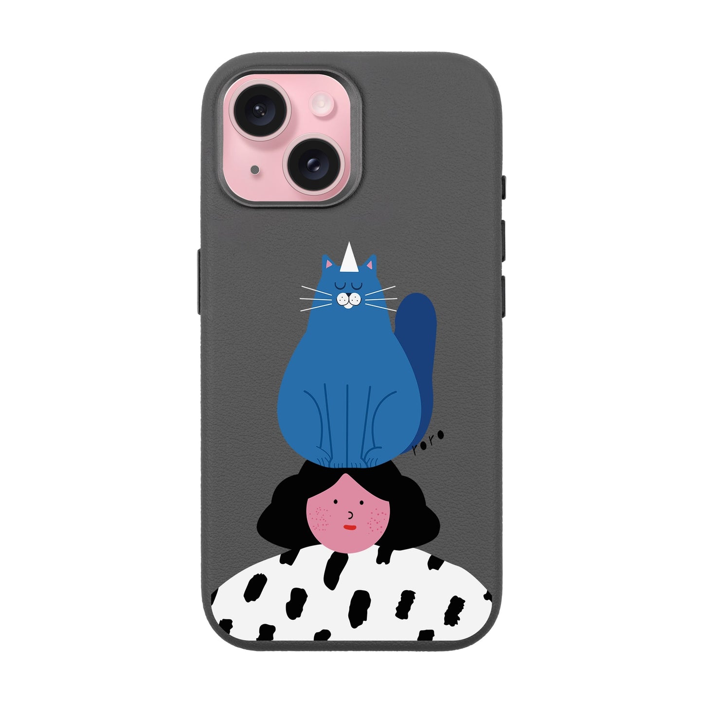 NAUGHTY CAT-iPhone 15 Leather Premium Kılıf MagSafe Özellikli