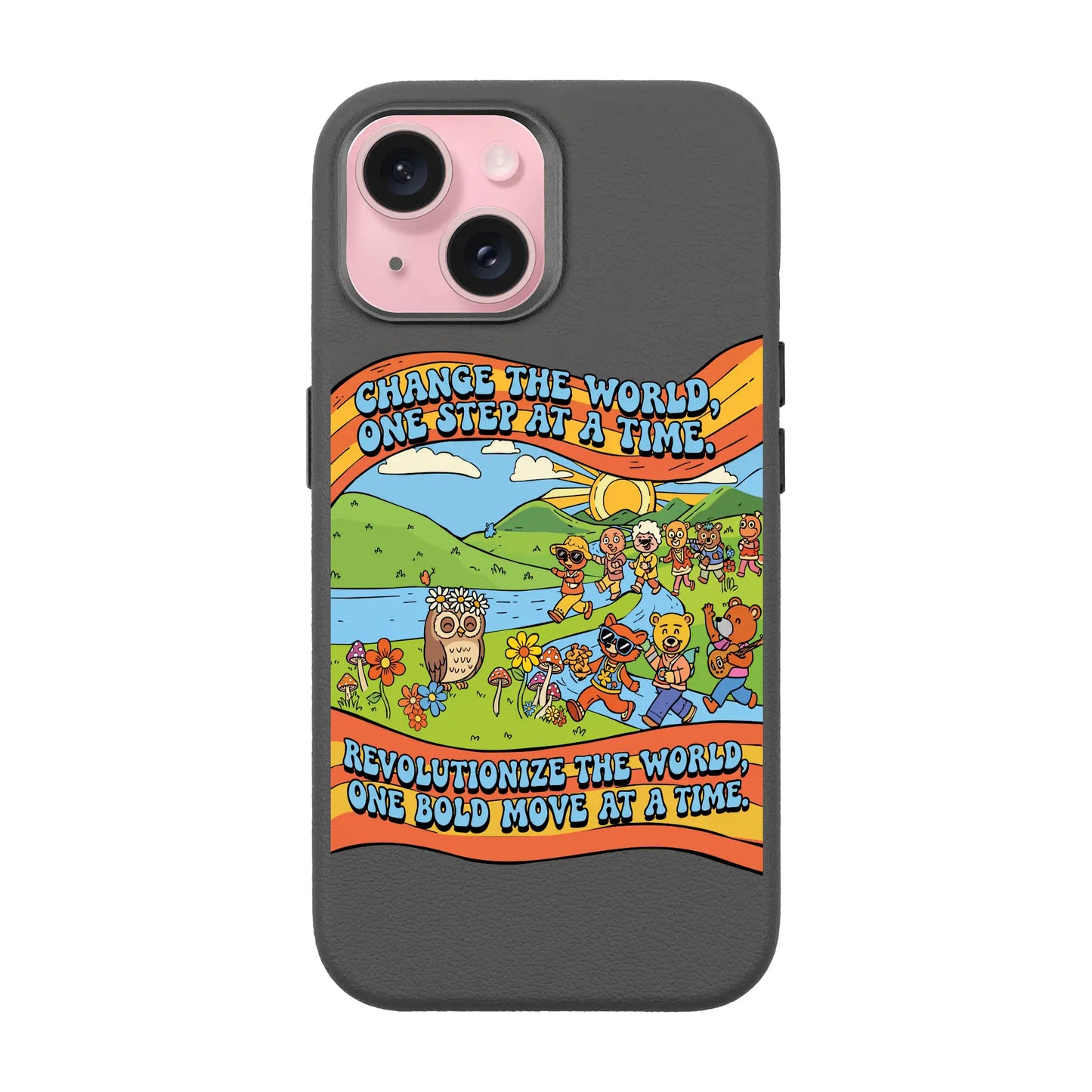 CHANGE THE WORLD-iPhone 15 Leather Premium Kılıf MagSafe Özellikli