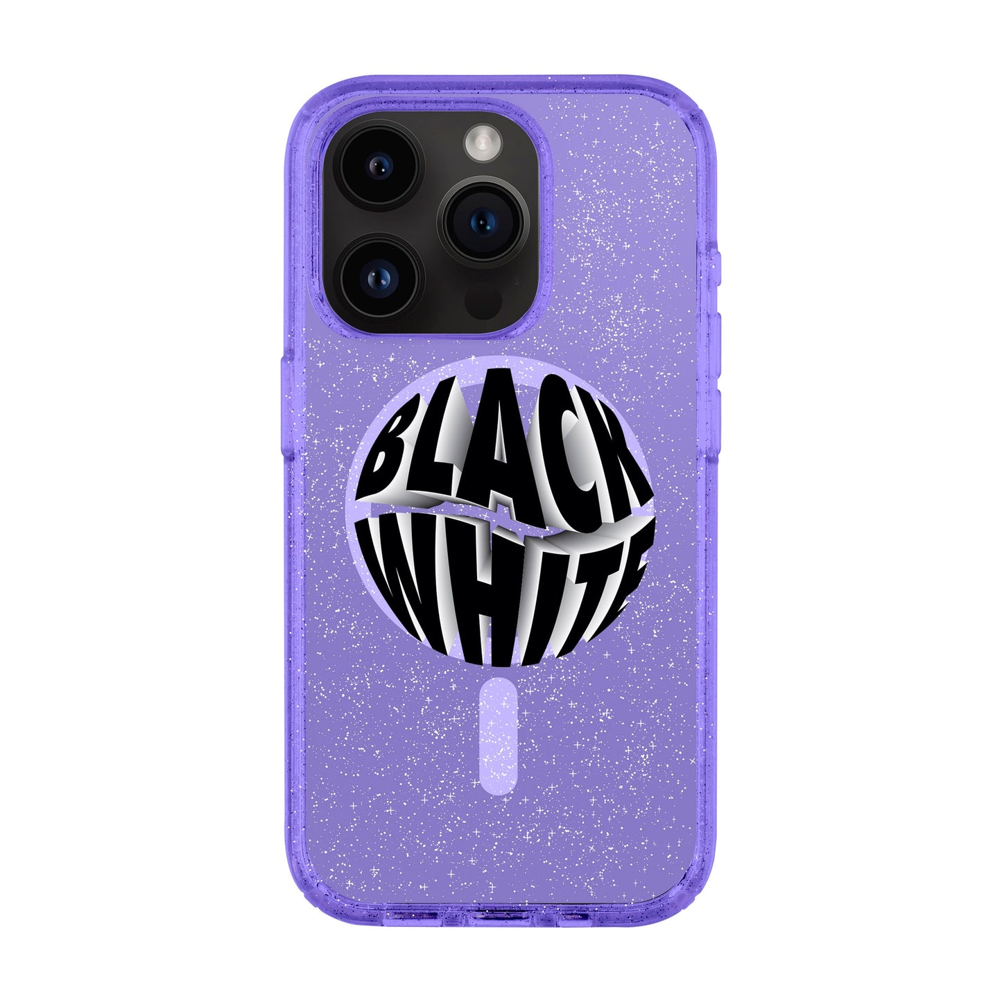 BLACK WHITE-iPhone 14 Pro Shiny Kılıf MagSafe Özellikli
