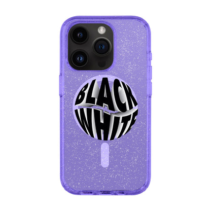 BLACK WHITE-iPhone 14 Pro Shiny Kılıf MagSafe Özellikli